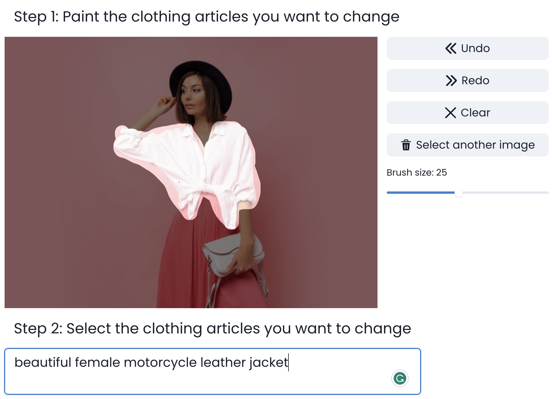 Form filled screenshot